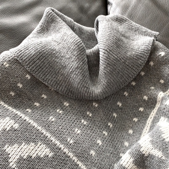 Gray and White Highneck Sweater Poncho - Picture 3 of 3